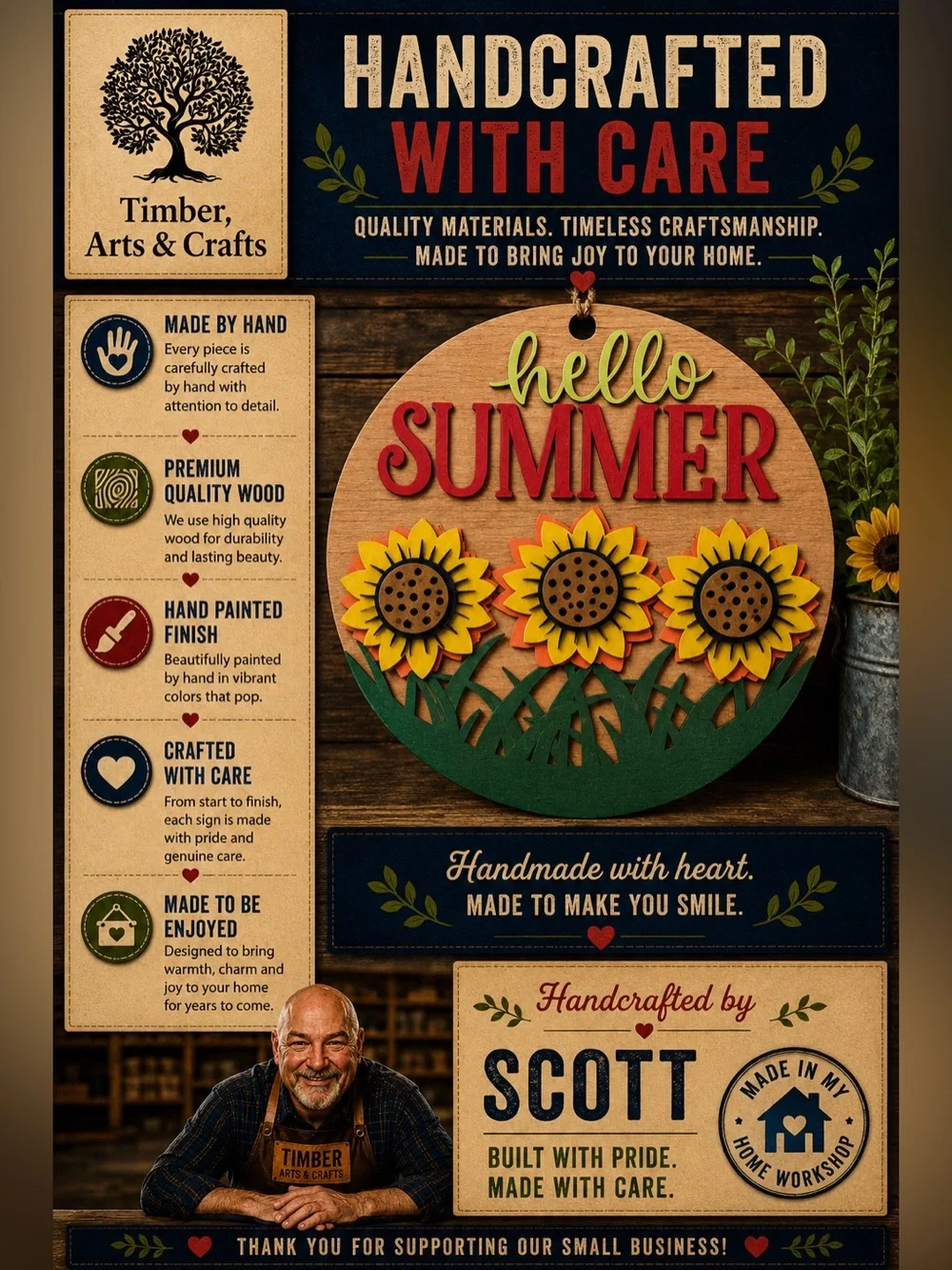 Hello Sunflower Summer Wall Decor